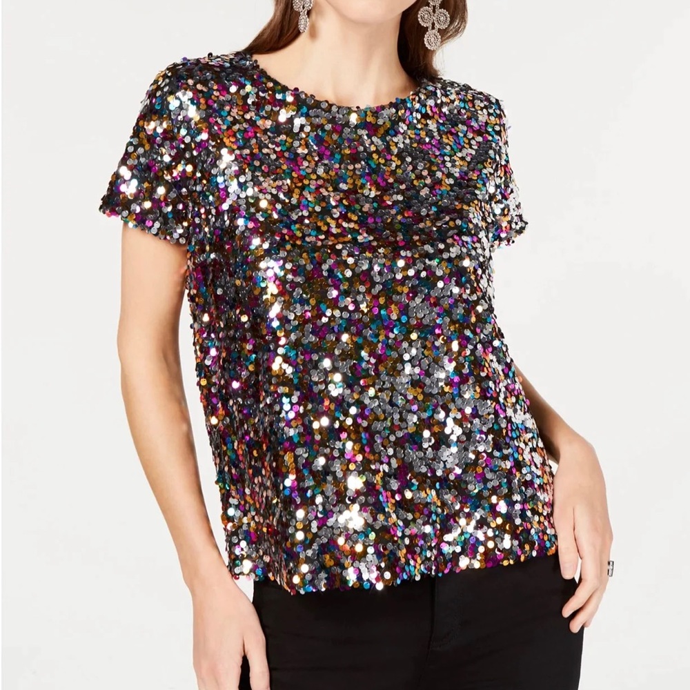 Sequin short sleeve Top